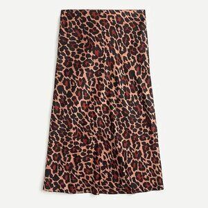 J. Crew Leopard Print Midi Skirt in Tan, Black & Red
